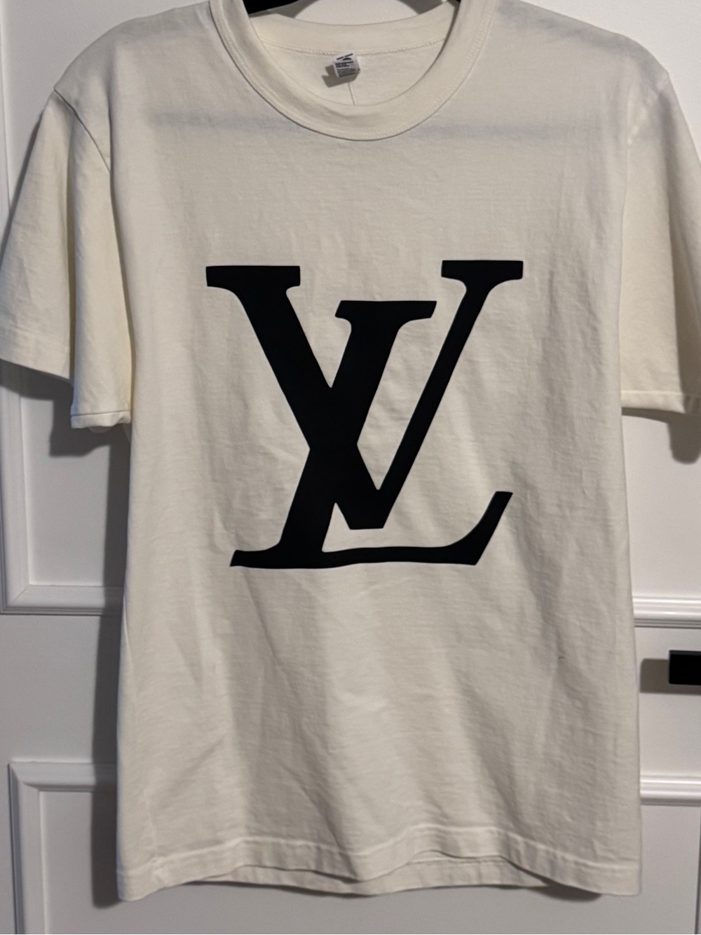 Louis Vuitton Cream Logo Tee - Black LV Print